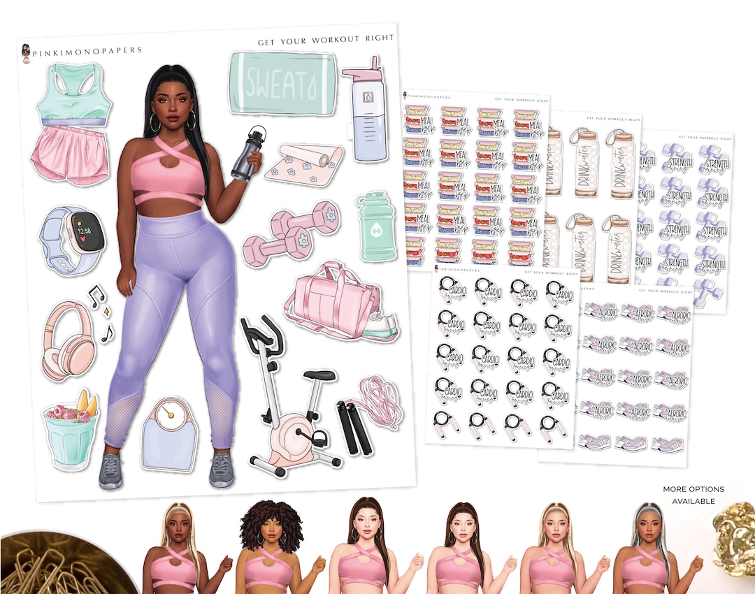 Get Your Workout Right - Planner Sticker Kit | Diverse Options Offered ...