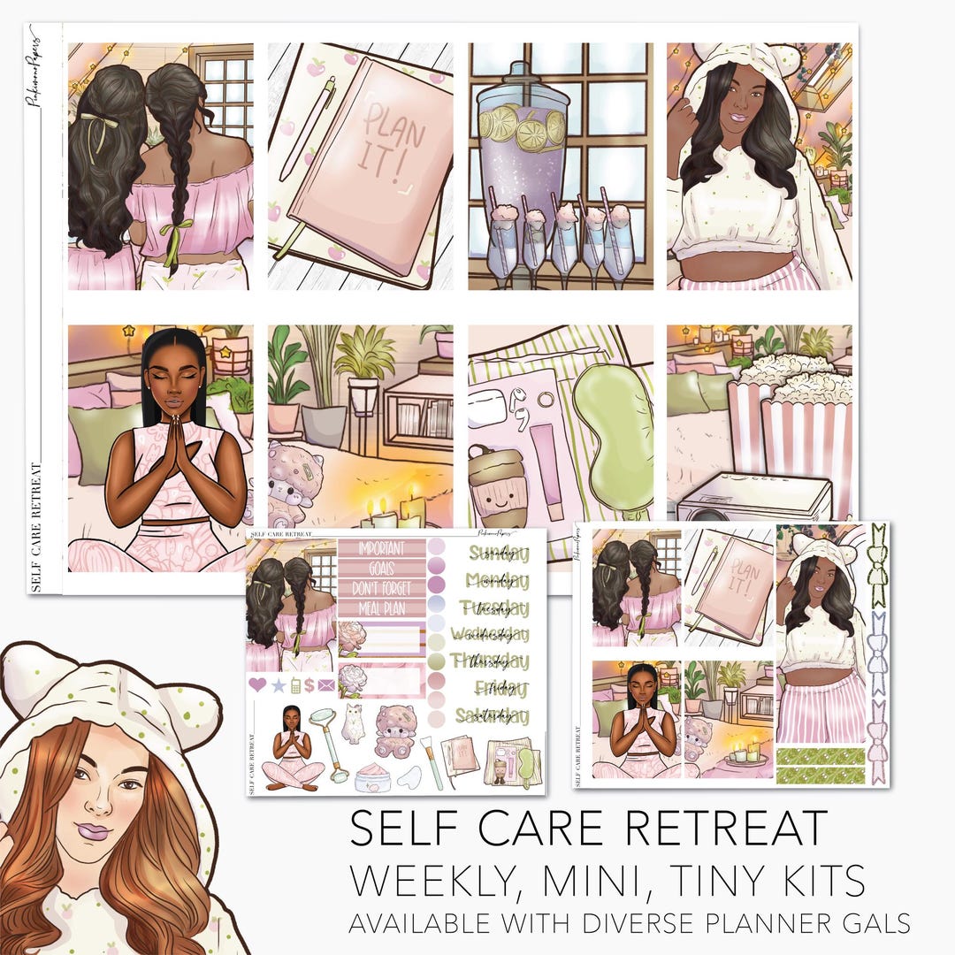 WEEKLY, MINI & TINY Planner Sticker Kits - Self Care Retreat - Planner ...