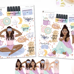 Chill Time - Planner Sticker Kit | Diverse Options Offered | Self Care stickers