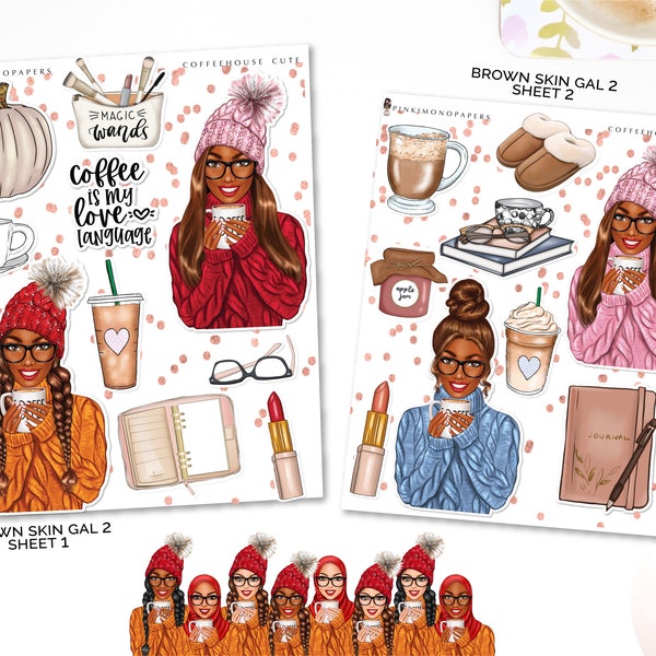 Coffeehouse Cute - Planner Sticker Kit | Diverse Options Offered | Fashion stickers | Winter Stickers