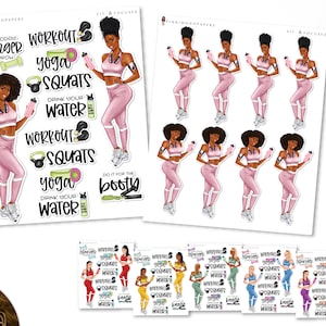Fit & Focused Set 1 - Planner Sticker Kit | Diverse Options Offered | Fitness Stickers