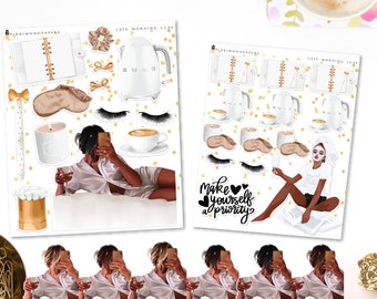 Late Morning Luxe - Planner Sticker Kit | Diverse Options Offered | Self Care stickers