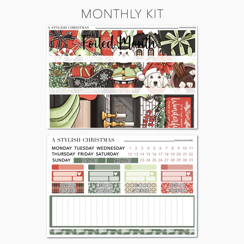 Monthly Sticker Kit - A Stylish Christmas - Erin Condren Planners ...