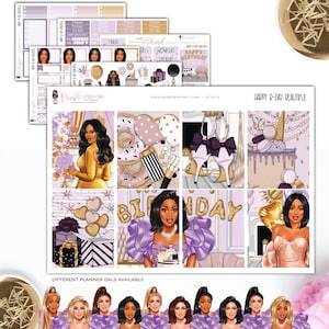 Happy B-Day Beautiful - Kit d'autocollants hebdomadaire, Kit d'autocollants PCPE, Kit d'autocollants Happy Planner | Diverses options offertes