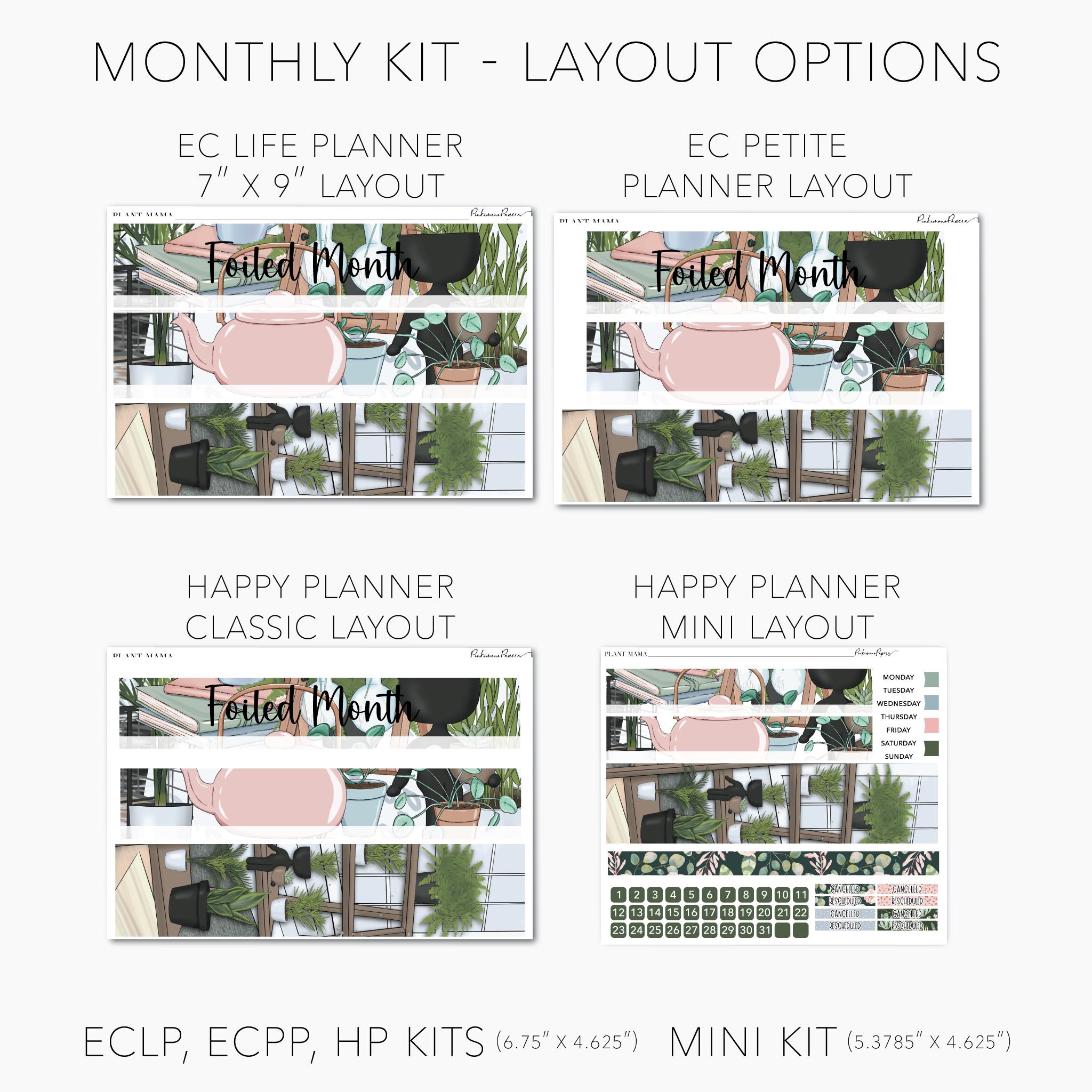 Monthly Planner Sticker Kit - Erin Condren, Happy Planner Classic ...