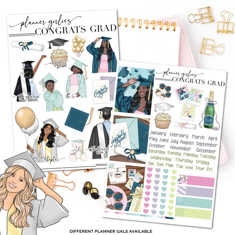 Planner Girlies - Congrats Grad - ECLP Sticker Kit, Happy Planner
