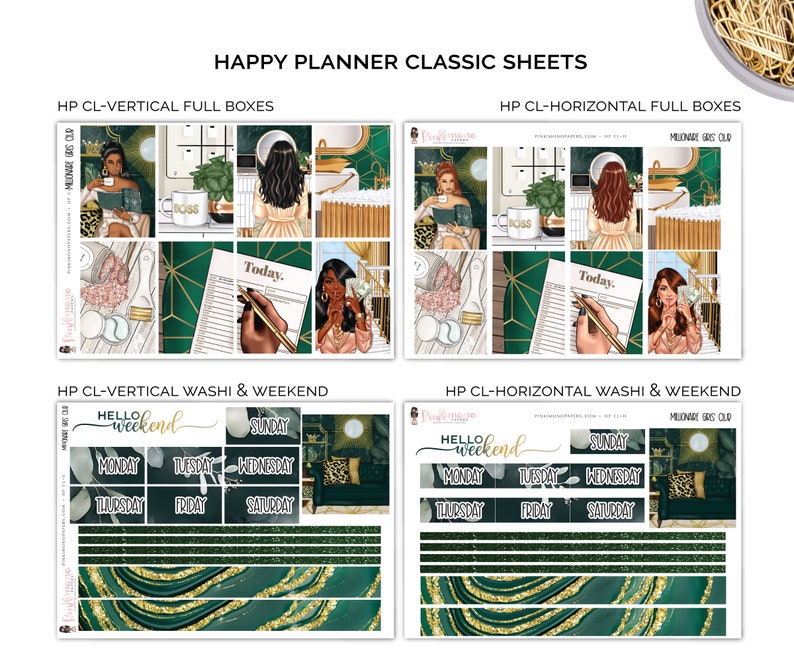 Millionaire Girls Club Weekly Sticker Kit, ECLP Sticker Kit, Happy Planner Sticker Kit Glam Kit Diverse Options Offered image 3