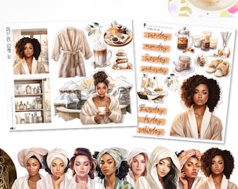 My Winter Spa-Scape - Planner Sticker Kit | Diverse Options Offered | Winter Stickers | Self Care Stickers