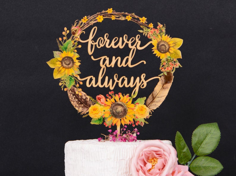 Sunflower Wedding Cake Topper With Last Name Personalized Mr Etsy