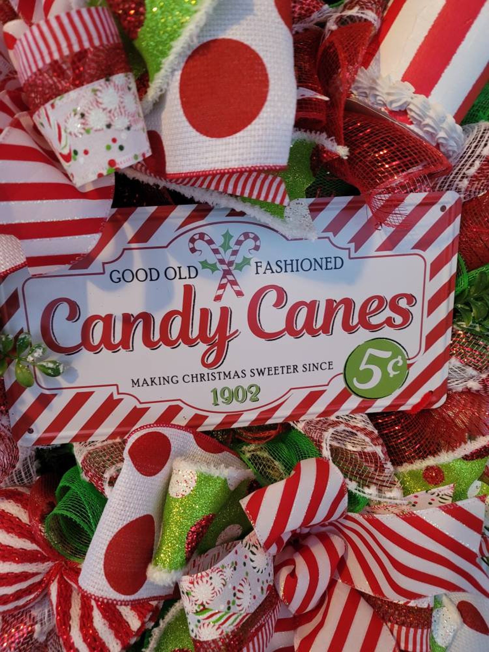 Candy Cane Christmas Wreath, Candy Cane Lane Wreath, Candy Cane Decor