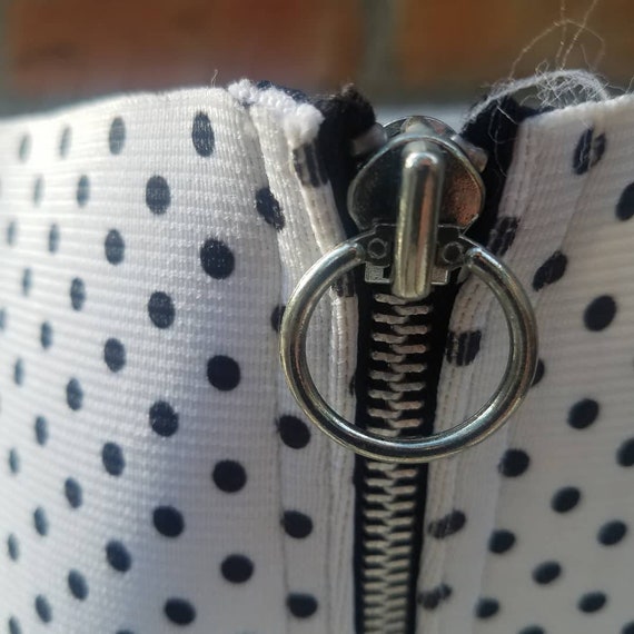 Vintage tiny black and white polka dot empire wais