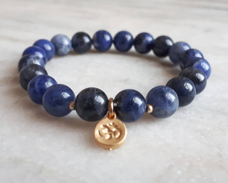 Sodalite Beaded Bracelet Handmade Semi-Precious Jewelry Intentional Crystal Jewelry for Her Blue Gemstone Bracelet