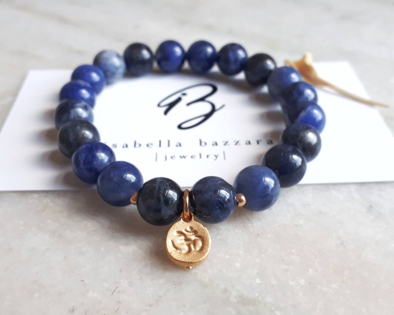 Sodalite Beaded Bracelet Handmade Semi-Precious Jewelry Intentional Crystal Jewelry for Her Blue Gemstone Bracelet