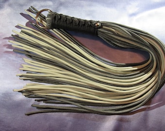 Vegan Light Grey and Dark Grey Paracord with Black Hand wrapped Handle with Smooth Stingy Ends, Light Weight - Mature