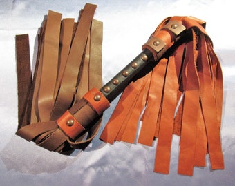 Unique Design Florentine Flogger  - Brown and Orange Leather , Medium Weight , Thuddy Sensation -  Mature