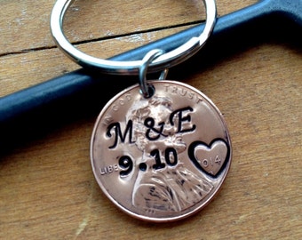 1 Year Anniversary Keychain/ Personalized  Penny / Couple Gift/ Wedding /1st Anniversary/ Gift for Her / Gift For Him/ Our Lucky Day