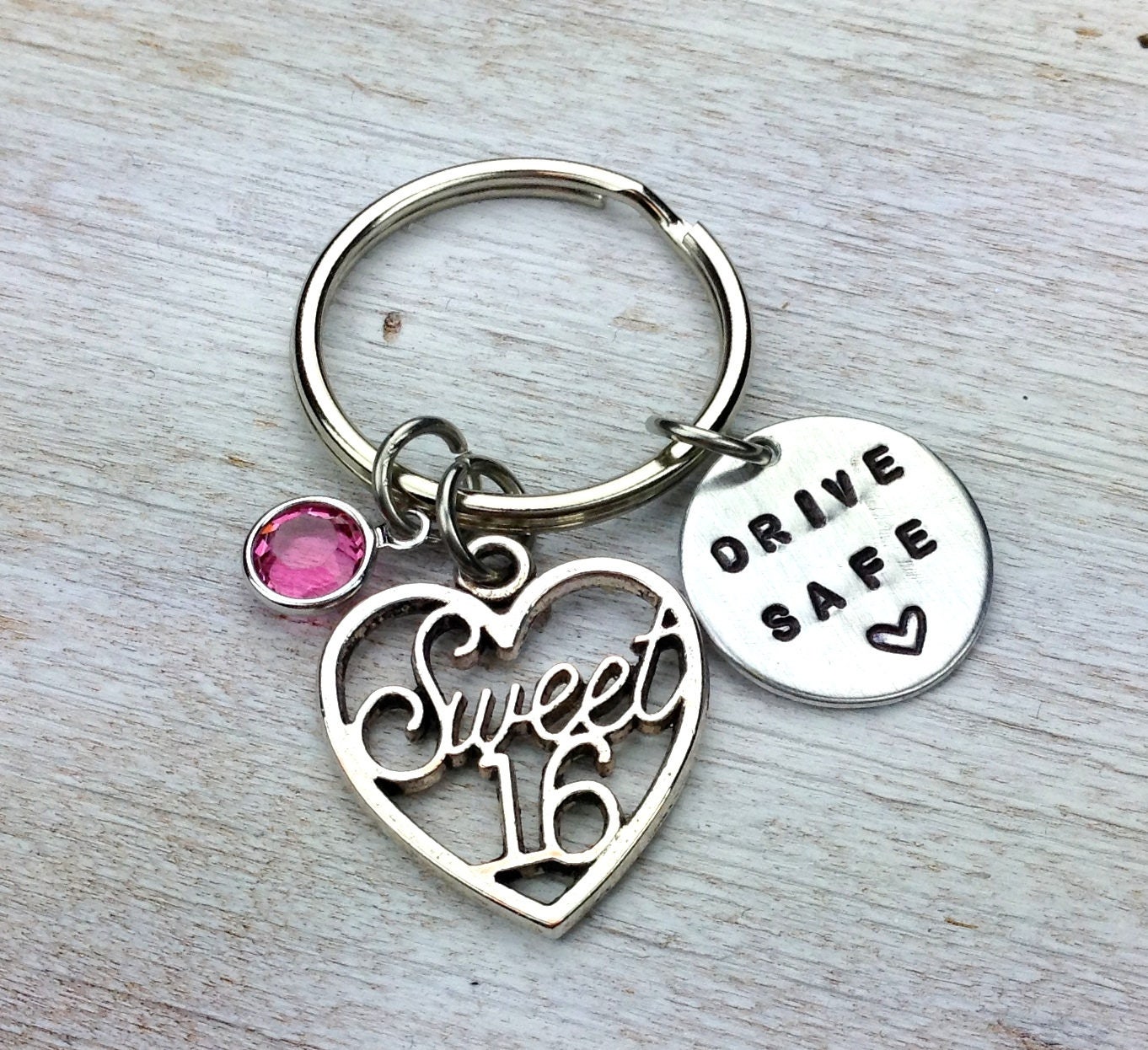 Sweet 16 Keychain/ New Driverdrive Safe / Personalized / Girl Teenage