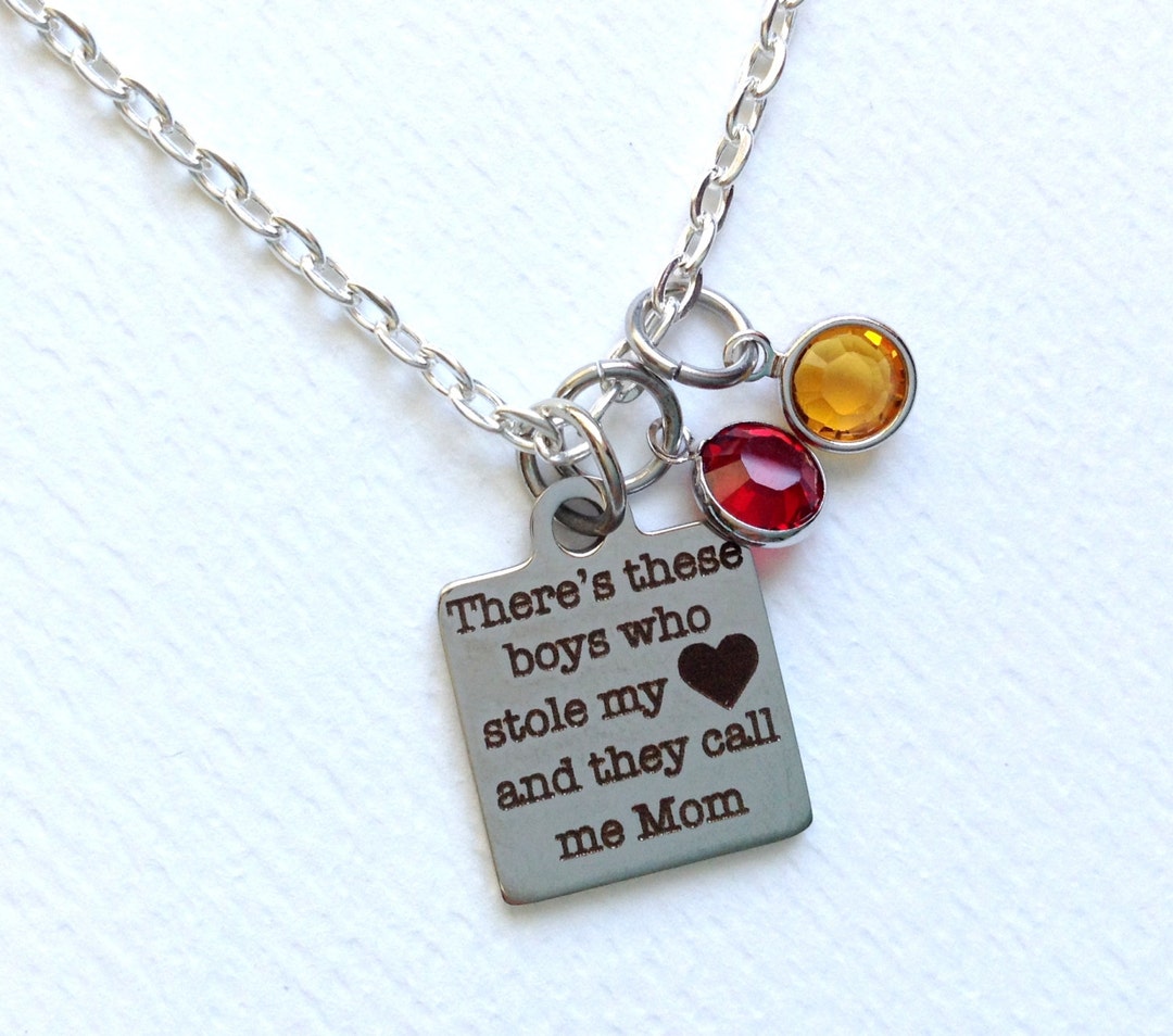 Personalized Mom Necklace/ Boys Mom Gift /swarovski Crystal/ Twin Mom