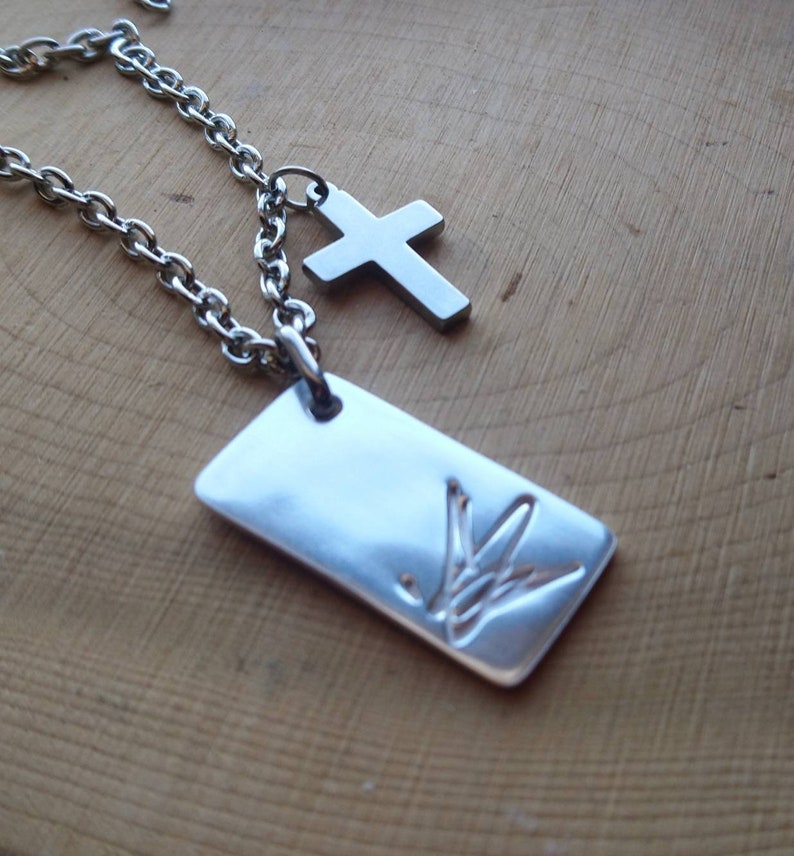 Pendant Rectangular necklace Chris Cornell in pure silver. Etsy