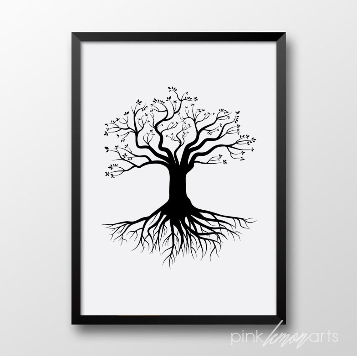Printmaking Tree Roots Tree With Roots Print, Printable Tree Wall Art, Black and White Decor ...