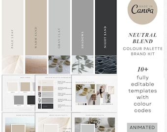 Neutrale Farbpalette Brand Kit | Canva Bearbeitbare Vorlagen (Digitaler Download)