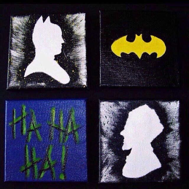 Batman And Joker Painting Set Of 4 Etsy