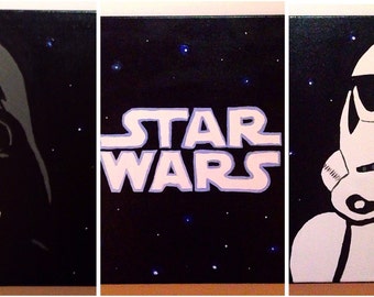 Star Wars Painting | Darth Vader Painting | Set of 3 | Star Wars Decor | Star Wars Gift