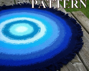 Nautical rug crochet pattern, crochet round rug pattern, crochet rug pattern, crochet pattern rug, fringe rug pattern OlgaAndrewDesigns069