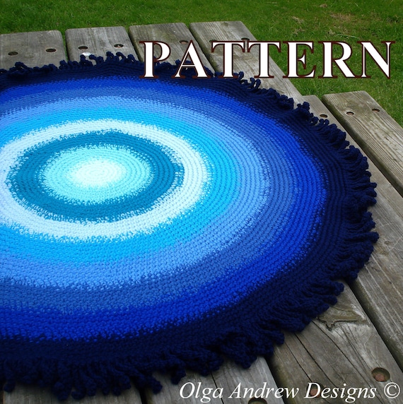 Nautical rug crochet pattern, crochet round rug pattern, crochet rug pattern, crochet pattern rug, fringe rug pattern OlgaAndrewDesigns069