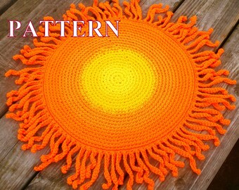 Chair seat cushion Sun crochet pattern, round chair pad crochet pattern, crochet Sun pattern, crochet chair seat pad by OlgaAndrewDesigns056