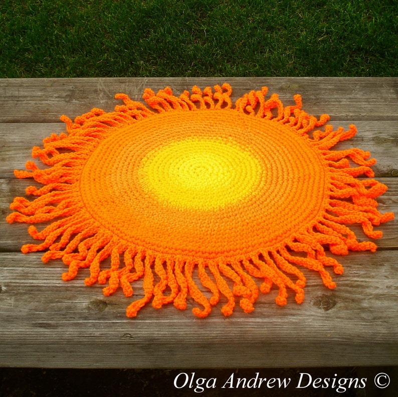 Chair Seat Cushion Sun Crochet Pattern Round Chair Pad Etsy