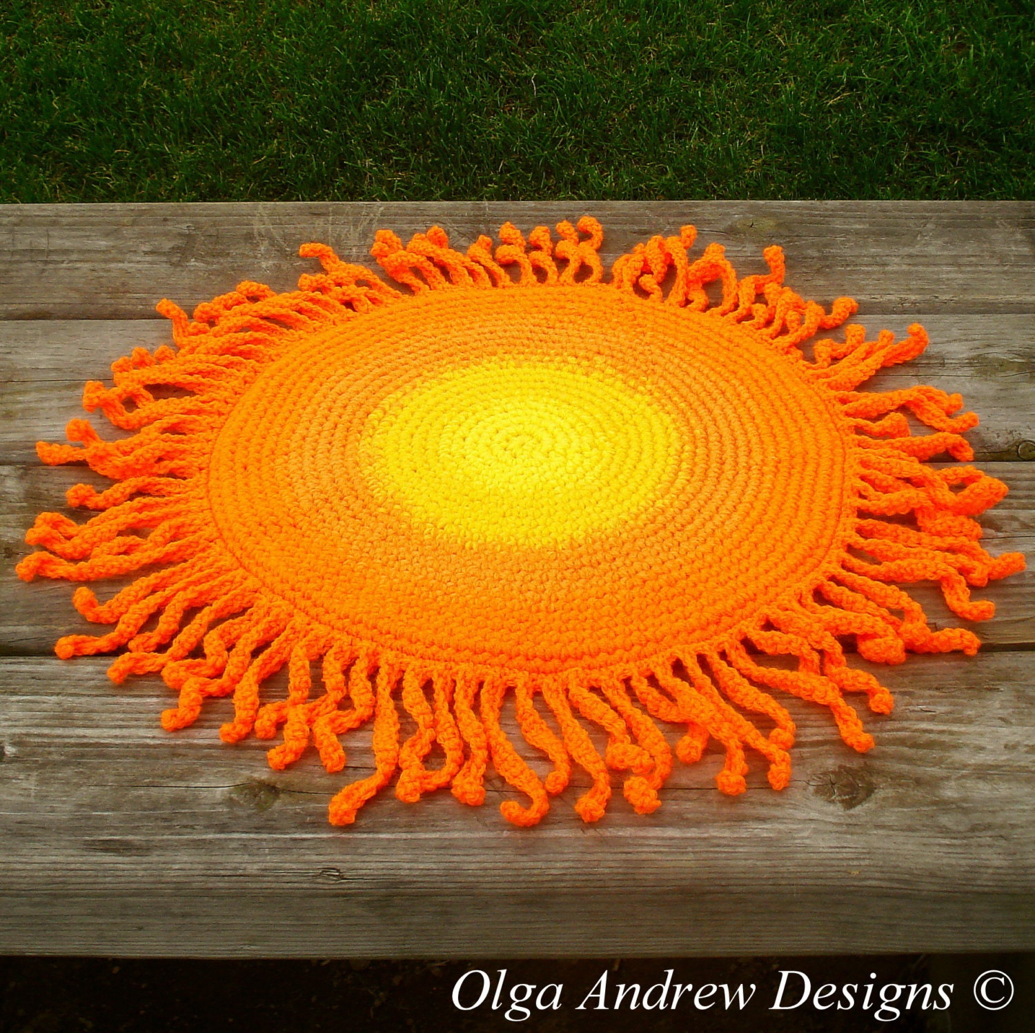 Chair Seat Cushion Sun Crochet Pattern, Round Chair Pad Crochet Pattern
