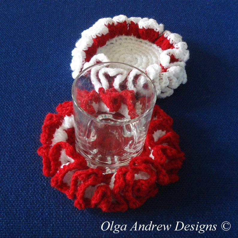 Ruffle Christmas Coaster Crochet Pattern, Crochet Christmas Coaster ...
