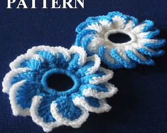 Crochet flower scrunchie pattern, scrunchie crochet pattern, hair band pattern, hair tie pattern, crochet scrunchie PDF OlgaAndrewDesigns032