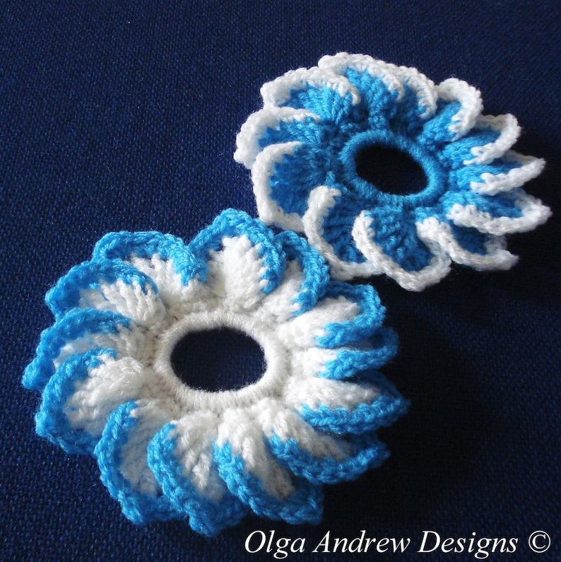 Crochet flower scrunchie pattern, scrunchie crochet pattern, hair band pattern, hair tie pattern, crochet scrunchie PDF OlgaAndrewDesigns032 image 3