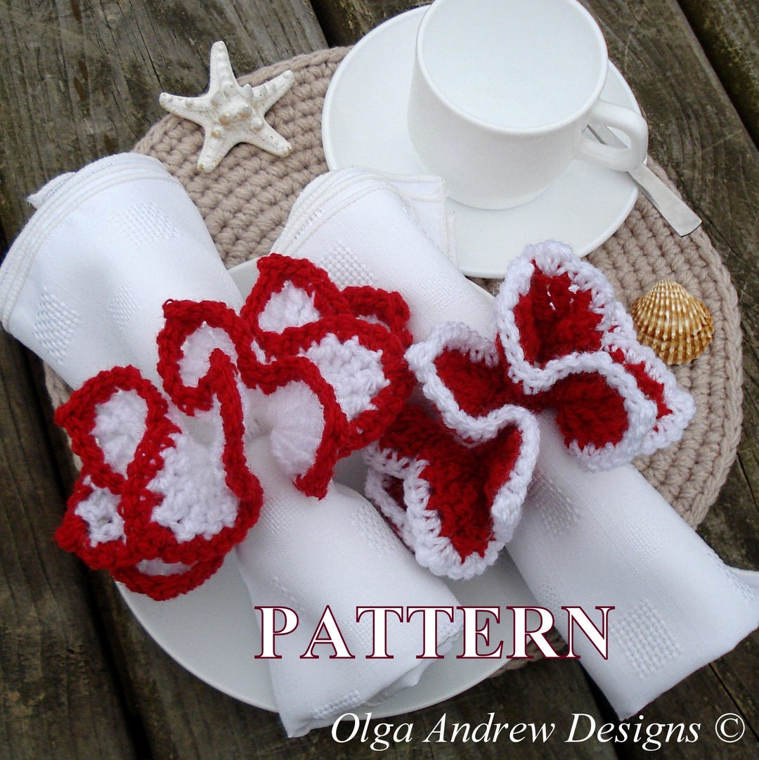 Crochet Christmas Napkin Ring Pattern, Christmas Napkin Rings