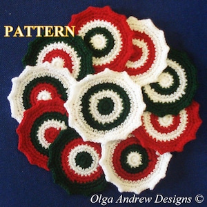 Christmas coaster crochet pattern, crochet Christmas coasters pattern, crochet coaster pattern, Christmas coaster PDF OlgaAndrewDesigns008