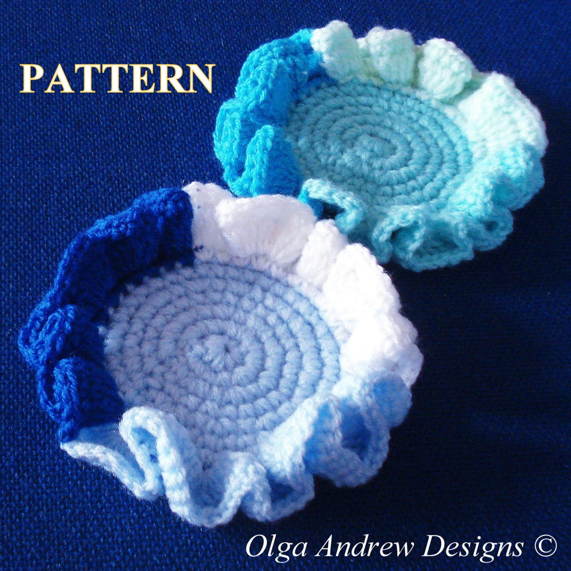 Ruffle Coaster Crochet Pattern, Crochet Ruffle Coaster Pattern, Crochet ...