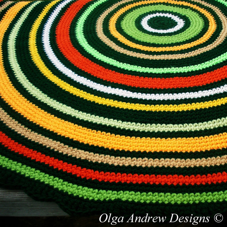 Striped Round Rug Crochet Pattern, Crochet Rug Pattern, Tutorial Rug
