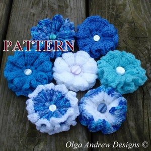 Winter flowers crochet pattern, crochet flower pattern, 3d crochet flower, flower crochet pattern, 3d flower pattern by OlgaAndrewDesigns018 image 1