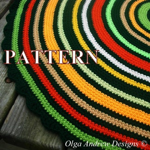 Striped round rug crochet pattern, crochet rug pattern, tutorial rug, crochet round rug pattern, crochet rug tutorial OlgaAndrewDesigns057