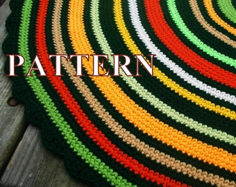 Striped round rug crochet pattern, crochet rug pattern, tutorial rug, crochet round rug pattern, crochet rug tutorial OlgaAndrewDesigns057