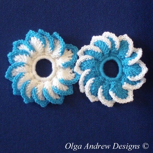 Crochet flower scrunchie pattern, scrunchie crochet pattern, hair band pattern, hair tie pattern, crochet scrunchie PDF OlgaAndrewDesigns032 image 2