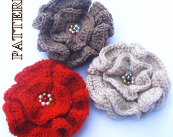 3d flower crochet pattern, crochet flower pattern, flower brooch crochet pattern, crochet flower applique pattern by OlgaAndrewDesigns004