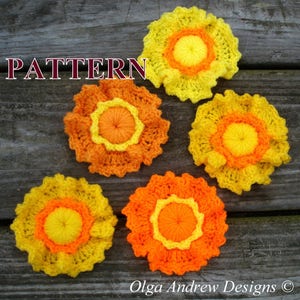 Crochet Daffodil pattern, daffodil crochet pattern, daffodil pattern, daffodil applique pattern, crochet daffodil by OlgaAndrewDesigns089