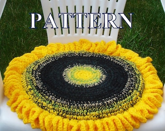 Sunflower chair seat cushion crochet pattern, crochet sunflower pattern, large sunflower crochet pattern, sunflower PDF OlgaAndrewDesigns043