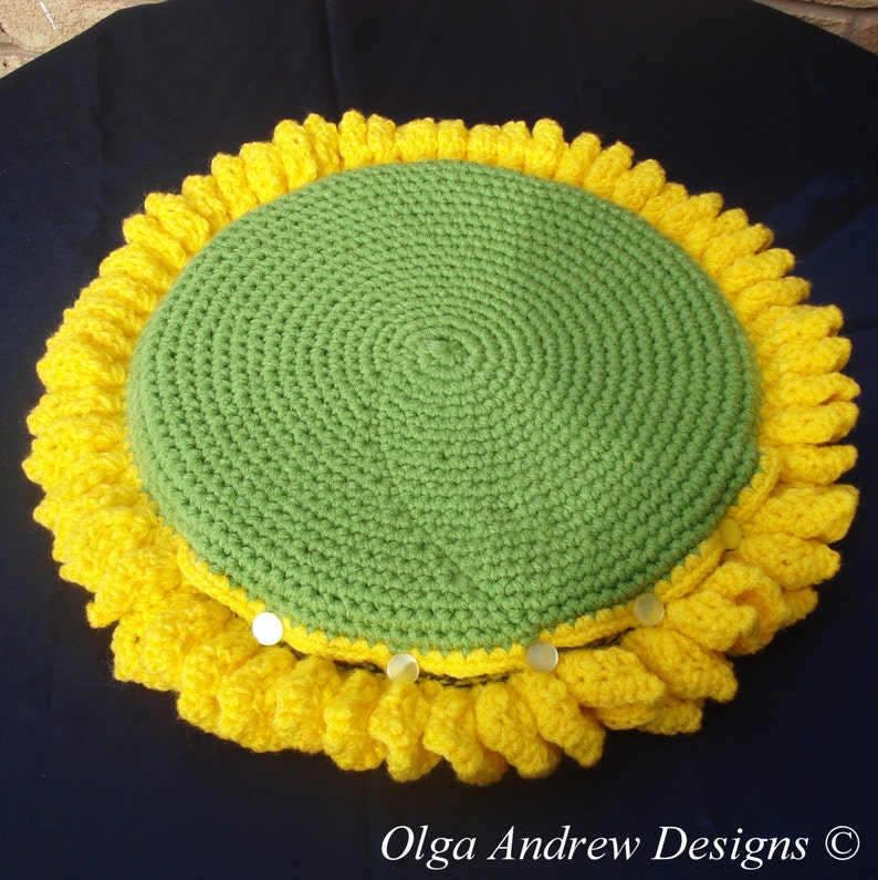 Sunflower chair seat cushion crochet pattern, crochet sunflower pattern, large sunflower crochet pattern, sunflower PDF OlgaAndrewDesigns043 image 5