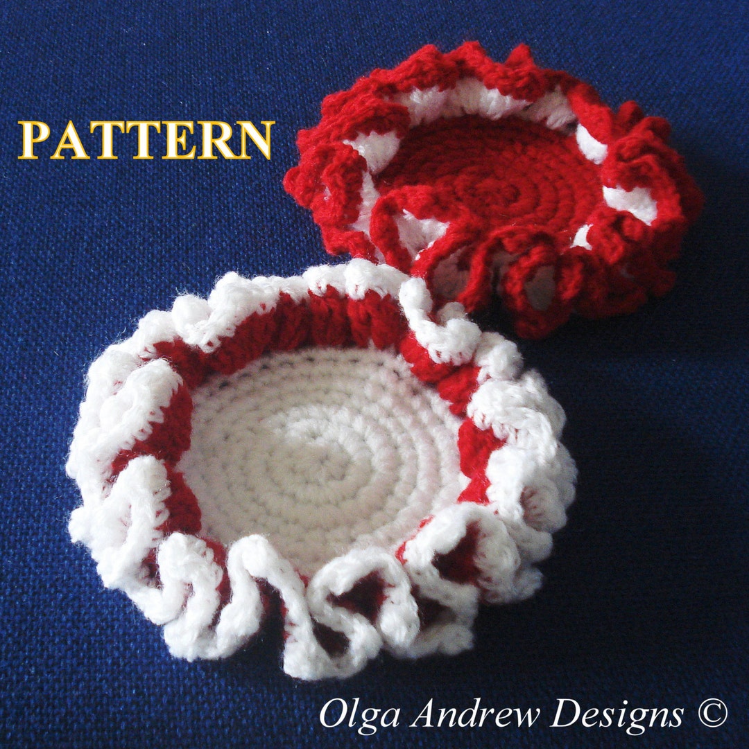 Ruffle Christmas Coaster Crochet Pattern, Crochet Christmas Coaster ...