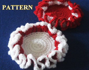 Ruffle Christmas coaster crochet pattern, crochet Christmas coaster pattern, crochet coaster pattern, coasters patterns OlgaAndrewDesigns014