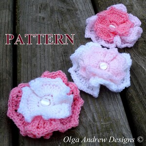 Layered flower crochet pattern, crochet flower pattern, flowers crochet patterns, easy crochet flower, flower applique OlgaAndrewDesigns019